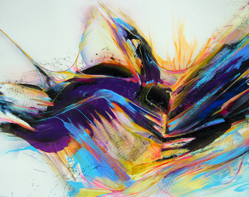 Abstract painting of rarely seen light rays coursing through space and time
